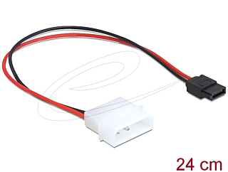 Power Cable Molex 4 pin plug to Slim SATA 6 pin receptacle 24 cm